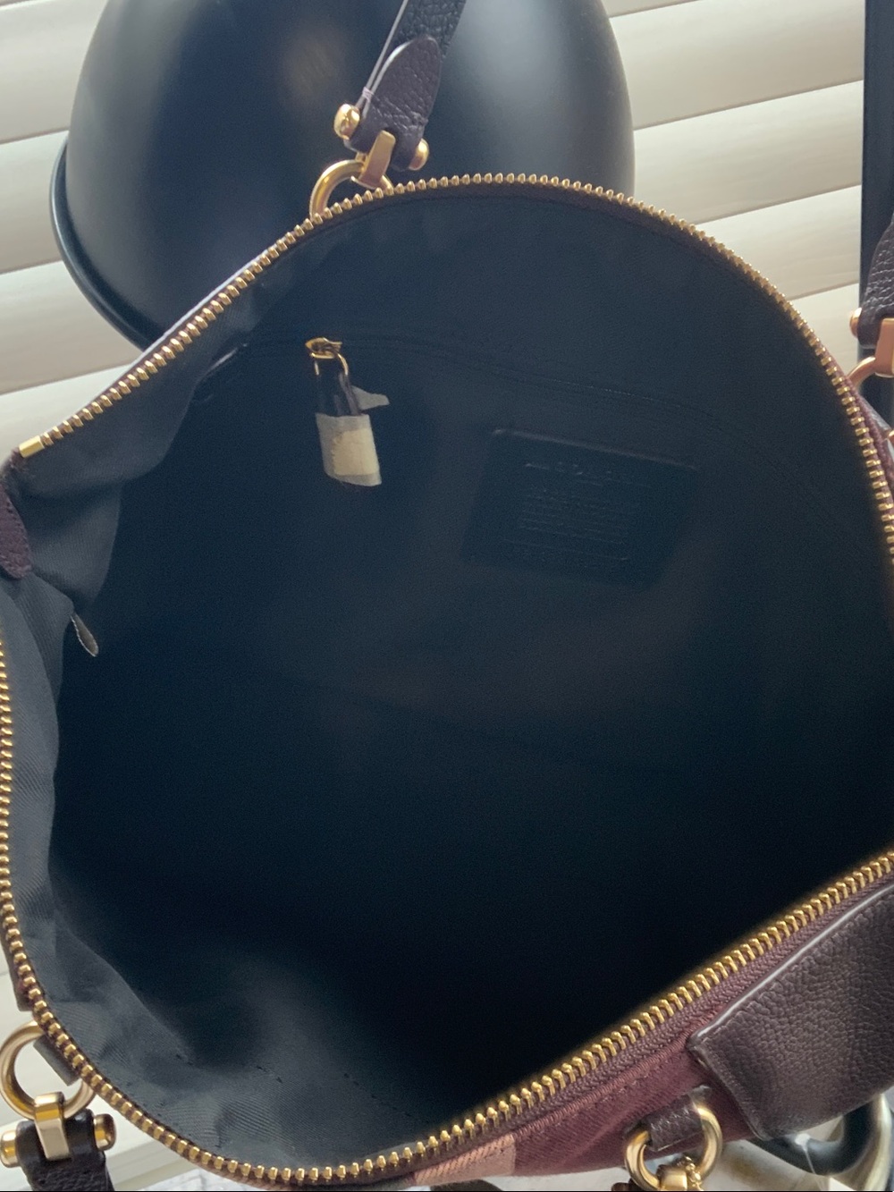 Coach Burgundy and Pink Stripe Satchel with Gold Hardware - Picture 6 of 8